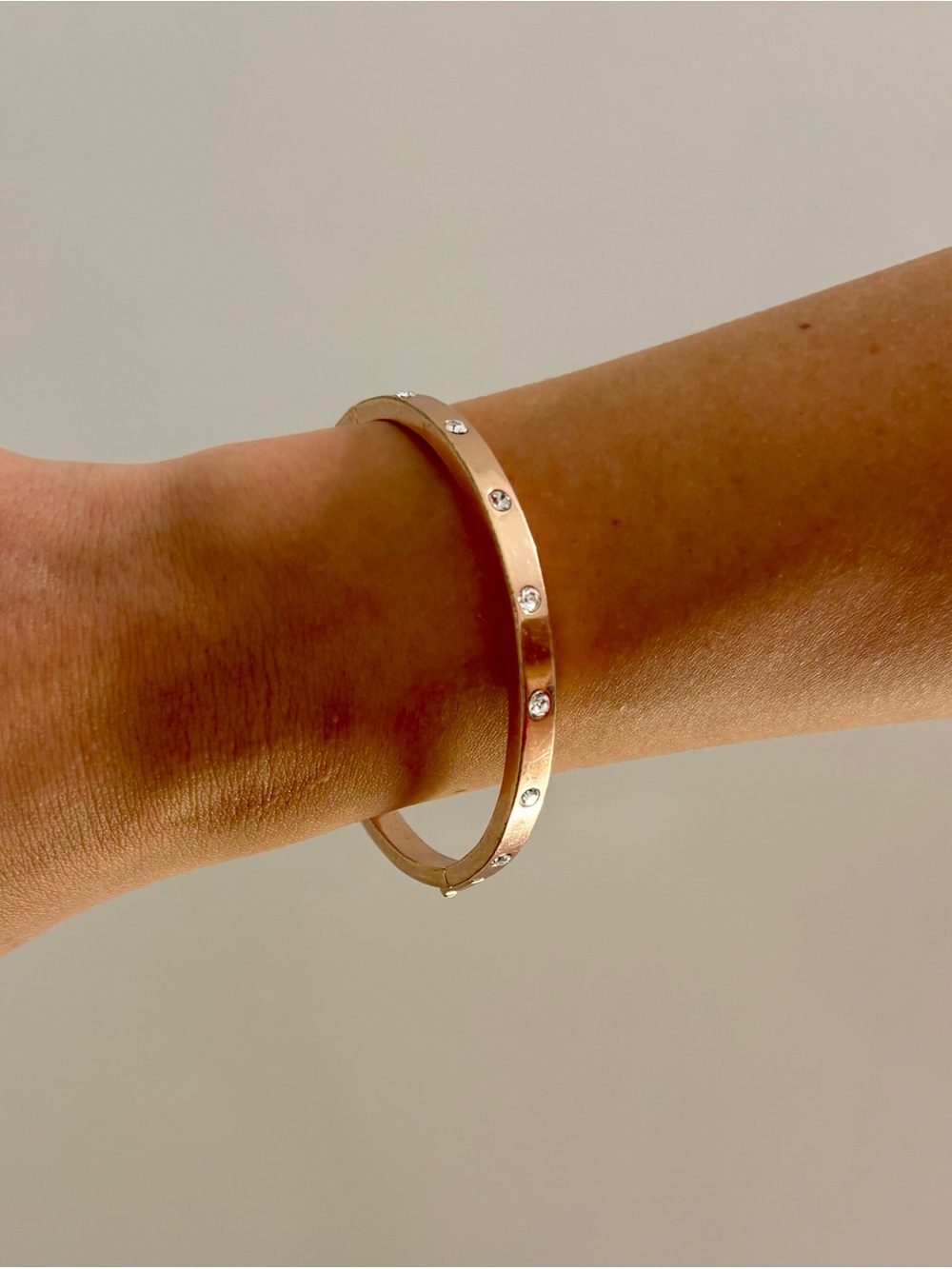 Kate Spade Rose Gold Crystal-Stud Bangle Bracelet